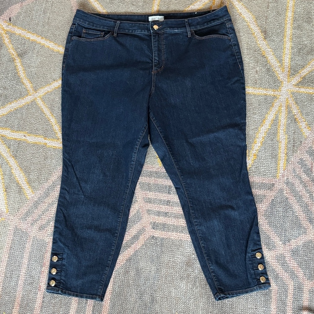 LOFT high waist skinny jean with Button Detail